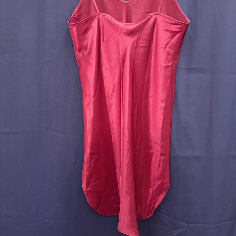 Vtg Wine Burgundy Satin Slip Dress 90s Minimalist Bias Cut Date Night Small Sexy